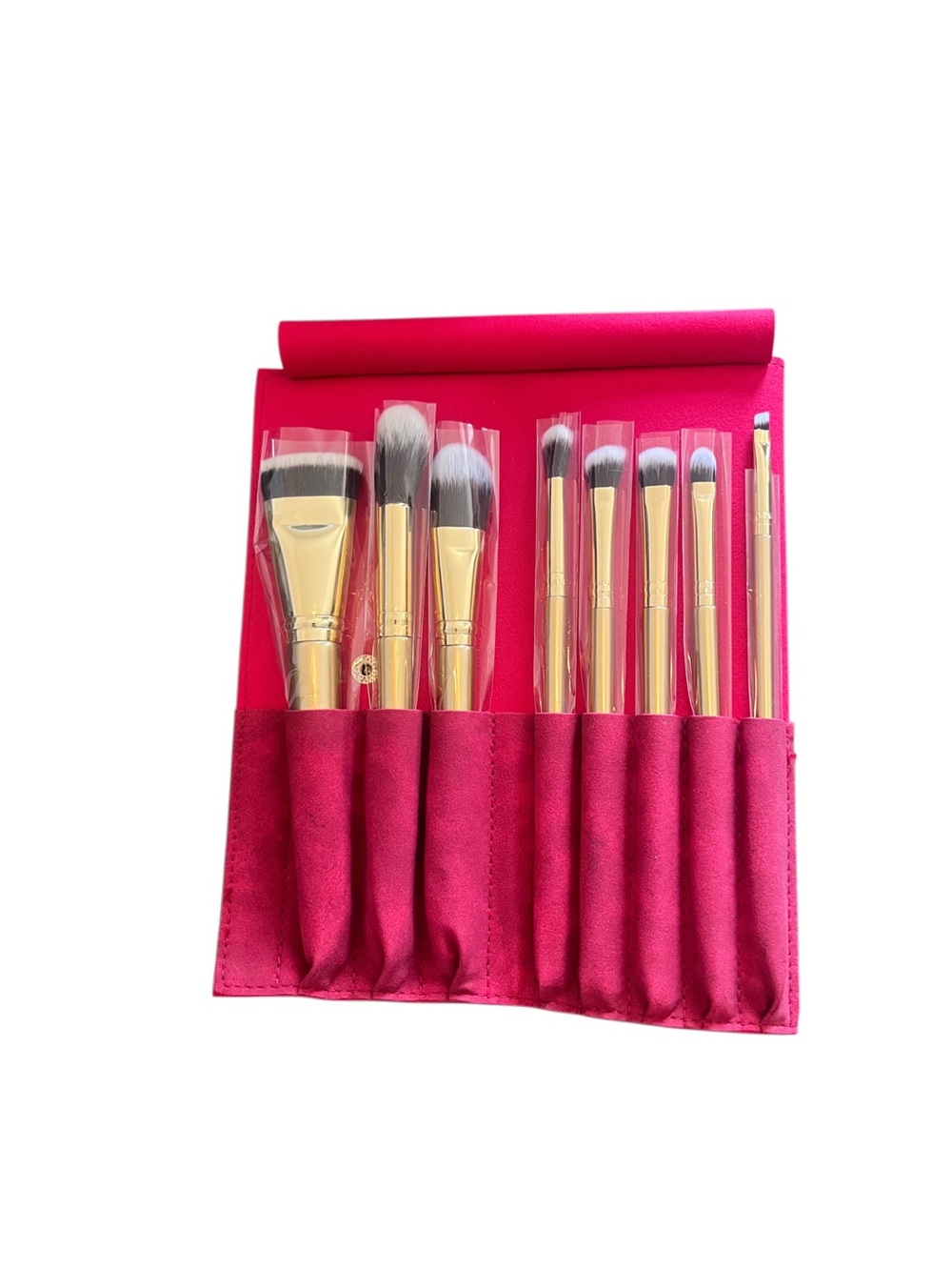 luxie 8 piece Gold-Handled Makeup Brush Set with Pink Case